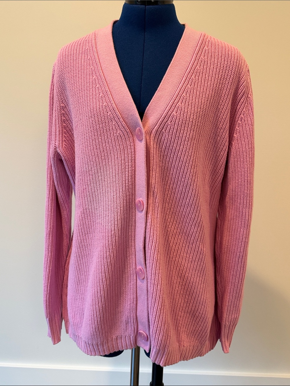 Isaac Mizrahi Live Soft Pink Button-Front Knit Cardigan
